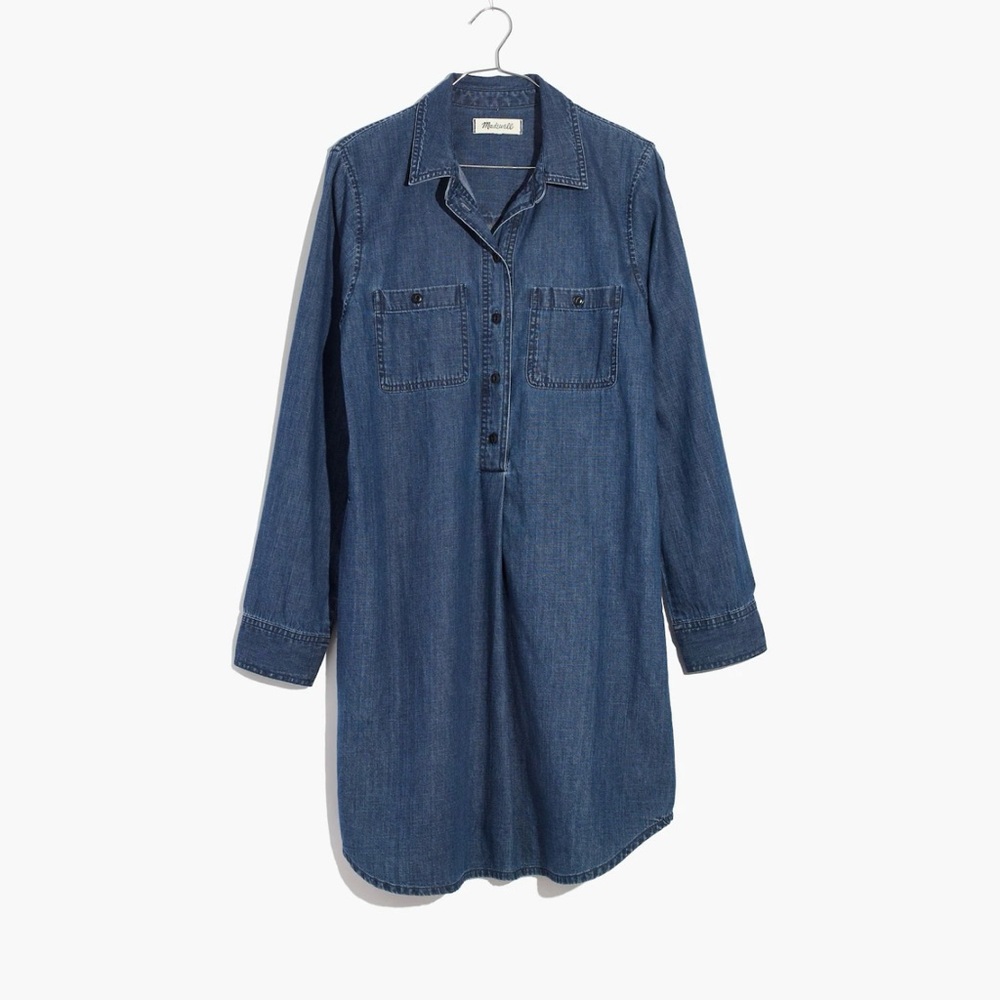Madewell Blue Denim Popover Shirt Dress Women’s Size M